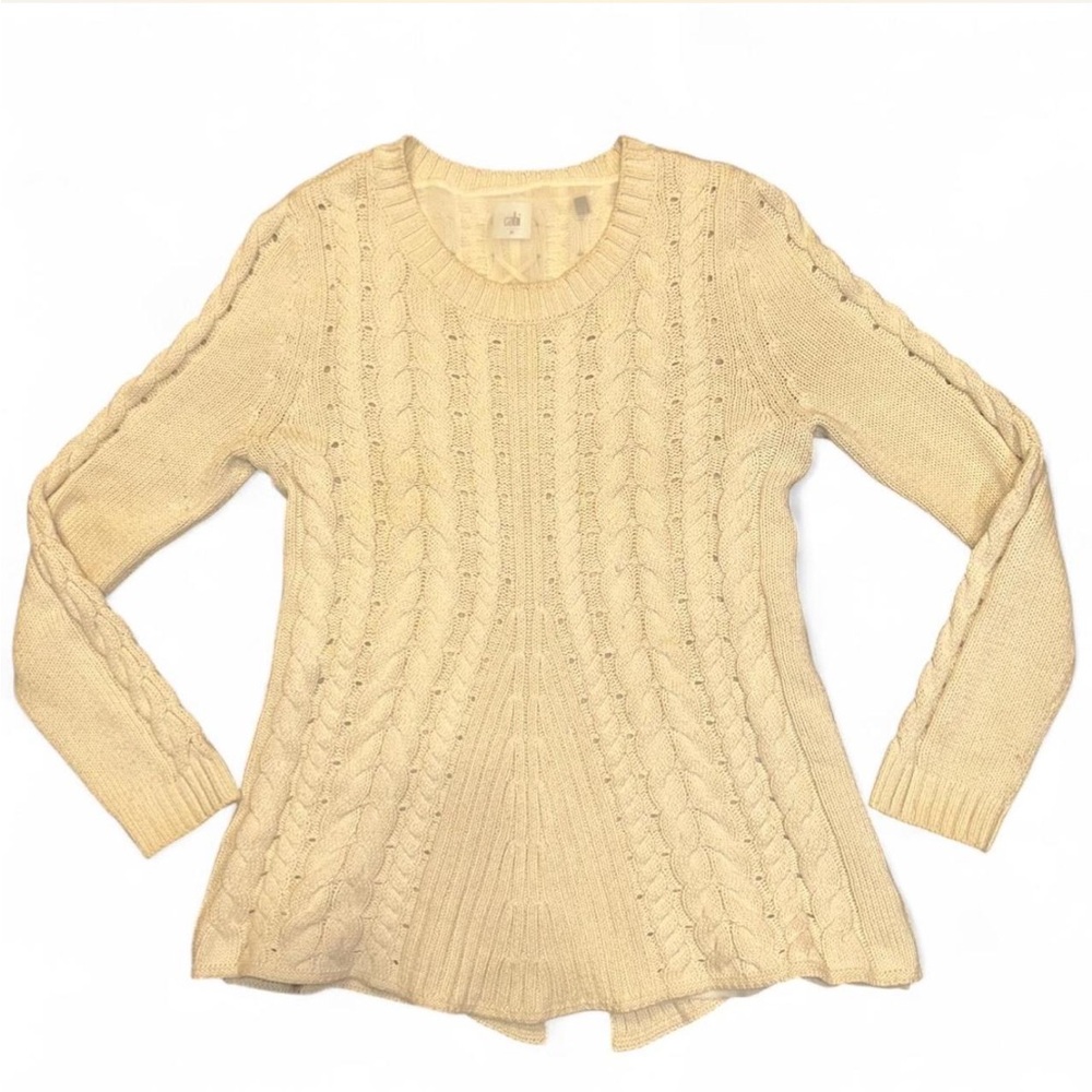 CAbi Cream Cable Knit Sweater